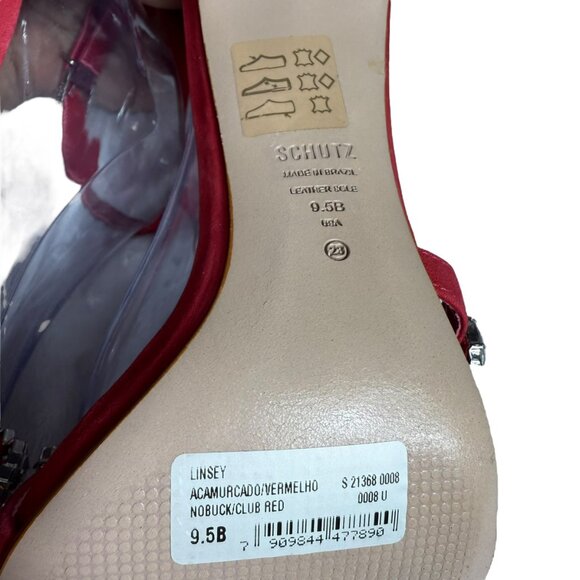 Schutz LINSEY Red Jewel Strap Heels – Size 9.5B - Picture 13 of 14